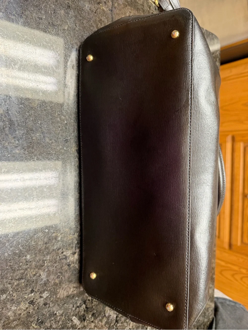 Lauren Ralph Lauren Black Leather Double-Zip Briefcase satchel tote work bag